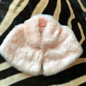 Janie and Jack Light Pink Fur Cape